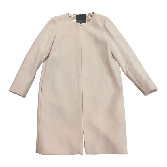 J Crew Double Cloth Wool Collarless Lady Jacket Zip Front Ballet Pink Sz 8